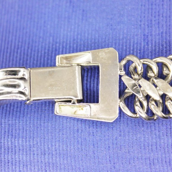 Vintage Signed CORO PEGASUS Thick Link Bracelet Silver Tone 7.5" Long 1950s - Picture 14 of 15